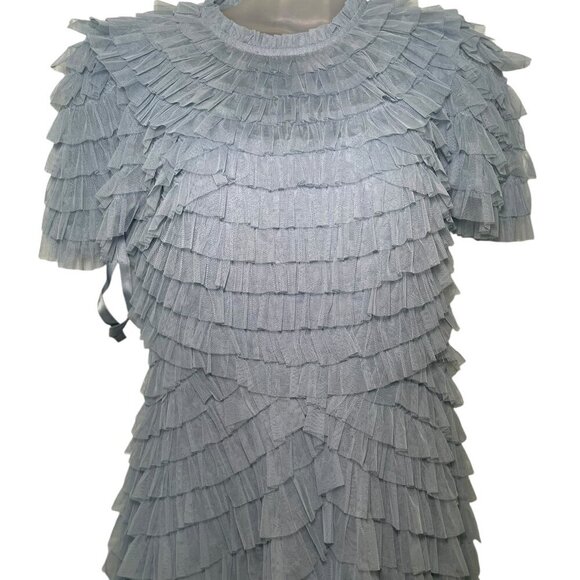 Mac Duggal French Blue Ruffle Midi Dress NWT Size 10 Style 8055 A-Line - Picture 6 of 6